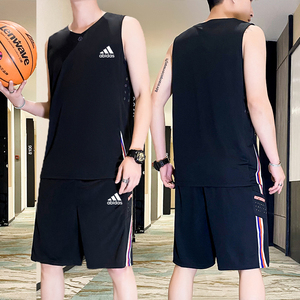 阿迪 三叶草运动服套装男跑步短袖冰丝夏季速干衣篮球服羽毛健身