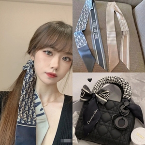 迪奥dior绑包包手柄真丝丝巾twilly千鸟格老花字母cd小飘带束发带