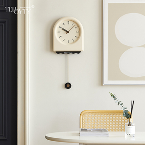 屋准家居免打孔法式奶油风钟表挂钟客厅现代简约大气装饰时钟挂墙