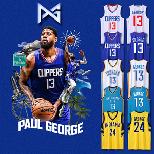 保罗乔治球衣13号pg快船队雷霆24号步行者城市版篮球服套装男定制