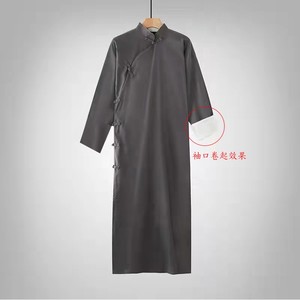 民国风棉麻相声大褂女演出服长衫长袍马褂中国风话剧评书主持服装
