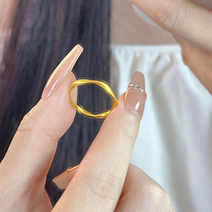 高质感18k金莫比乌斯环戒指女素圈指环小众设计仿真黄金简约时尚