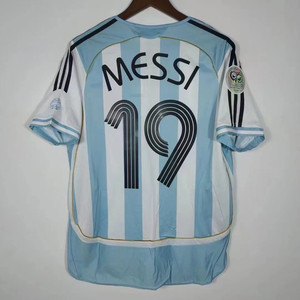 2006年阿根廷主场球迷版足球衣梅西19号里克尔梅10号短袖泰版球衣
