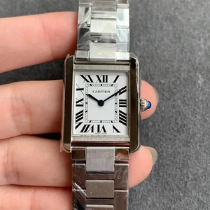 cartier/卡地亚手表女士tank坦克系列机械精钢皮带小中号石英男
