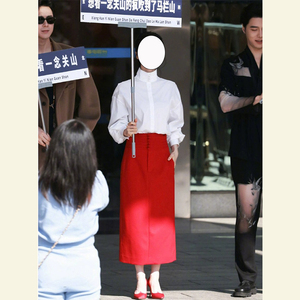 刘诗诗hi6录制同款中式白色衬衫两件套裙装女装御姐穿搭套装秋冬