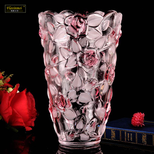 1399弗莱文茨玫瑰玻璃花瓶台面富贵竹百合装饰花瓶客厅欧式摆件
