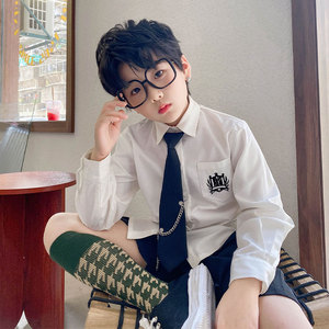 男童衬衫春秋儿童学院风白色jk衬衣中大童dk制服男孩长袖上衣春装