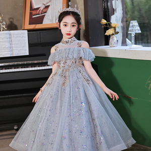 女童公主裙礼服连衣裙儿童主持人钢琴演奏演出服女宝宝裙子蓬蓬裙