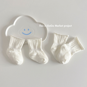 新生儿婴儿袜子春秋薄款夏季纯棉胎袜不勒腿0-3月宝宝白色中筒袜