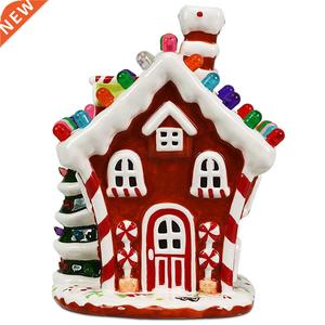Costway Ceramic Village House Hand-Painted Decor Christmas