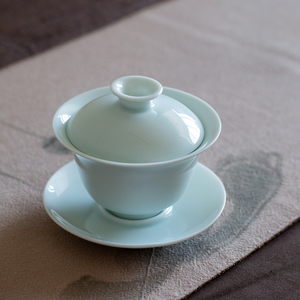 天青色盖碗 鸭蛋青釉 青瓷盖碗小号茶杯三才盖碗泡茶碗盖碗泡茶杯