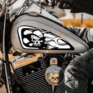 改装哈雷xl883n 1200n复古摩托车油箱装饰贴花骷髅反光贴纸金吉拉
