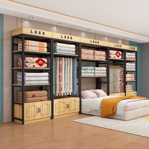 家纺店货架展示架床上用品置物货柜四件套枕头布料被子收纳陈列柜