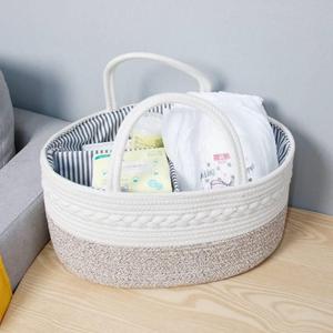 可水洗分隔 北欧棉线宝宝护理收纳篮尿布整理筐化妆品杂物置物盒