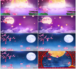 寄明月舞蹈背景led高清背景视频素材古典舞水墨舞台背景七彩糖果