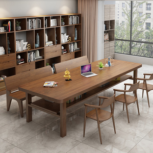 客厅双层大长书桌全实木双人阅读桌学习桌子家用学生书画桌手工桌