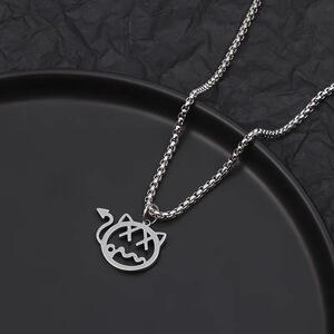 新款卫衣配饰小恶魔项链小鬼王琳凯同款土酷蹦迪钛钢链嘻哈吊坠潮