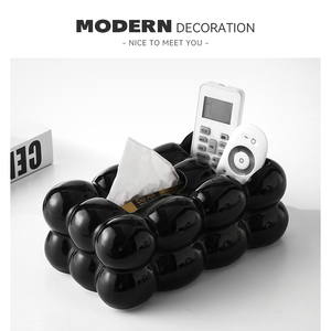 MODERN创意黑色纸巾盒带遥控器收纳家用轻奢多功能餐桌陶瓷抽纸盒