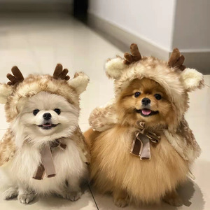狗狗披风圣诞宠物服饰麋鹿斗篷披风保暖小狗狗猫咪衣服变身装帽子