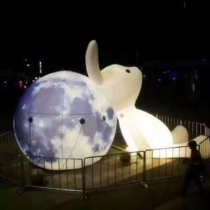 月球气模现货大型充气发光模型夜光月亮月兔玉兔闭气pvc充气月球