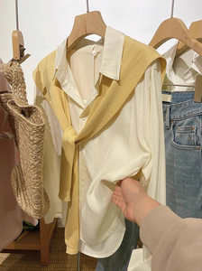 鹅黄色长袖防晒衬衫女夏季2024爆款小众设计薄款天丝衬衣宽松上衣