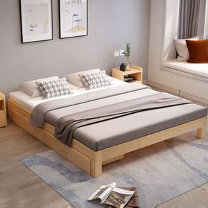 日式榻榻米床 矮床简约现代15米实木双人床无床头床架子无靠背床