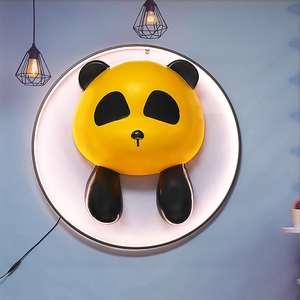 卡通动物熊猫壁灯客厅沙发背景墙网红潮玩奶茶店咖啡厅门头装饰品