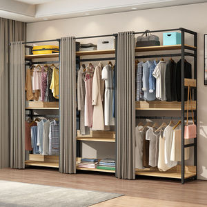 开放式衣帽间挂衣架落地多功能简易衣柜新款挂衣服架子卧室房间