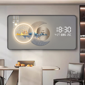 现代轻奢数显led灯万年历电子钟表挂画客厅餐厅装饰画饭桌壁画