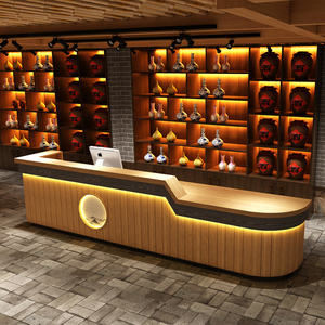 中式复古吧台网红潮店收银台餐饮店酒店前台饭店火锅店接待台柜台