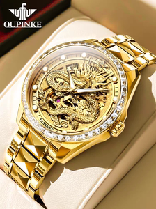 瑞士正品牌新款男士手表商务金龙十大本命年高档镶钻全自动机械表