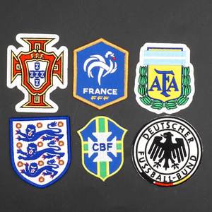 法国巴西葡萄牙阿根廷英国德国足球球队标刺绣魔术贴布贴ba