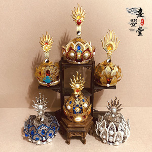 古代汉服头饰中式经典仿古风道士发冠六角帽配饰莲花芙蓉冠子道家