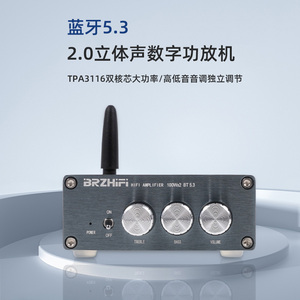 BL53A 双核芯TPA3116数字功放机双声道重低音大功率200W蓝牙5.3