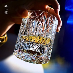 高级感星辰威士忌酒杯手工雕刻K9无铅水晶杯江户切子洋酒杯礼盒装