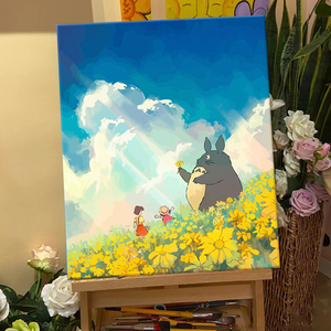 宫崎骏卡通动漫龙猫数字油画diy填色油彩画治愈手工填充装饰挂画