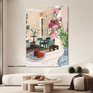 马蒂斯温馨手绘油画复古花卉静物小众艺术客厅装饰画玄关丙烯挂画