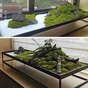 盆景铁盘中式铁艺长盘造景托盘日式枯山水沙盘微景观山石枯木座盘