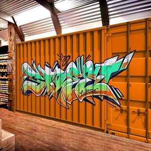 字母涂鸦背景墙纸欧美街头嘻哈风健身房工业风集装箱街舞教室壁纸