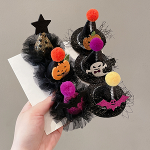万圣节发夹女2022年网红新款可爱搞怪无痕夹子魔法师巫女头饰发卡