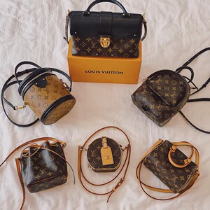 中古lv路易威登老花购物袋邮差麻将包经典达芙妮mini枕头水桶女包