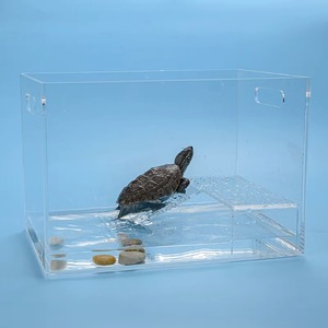 亚克力乌龟缸透明带晒台桌面迷你生态金鱼缸家用办公桌饲养缸定制