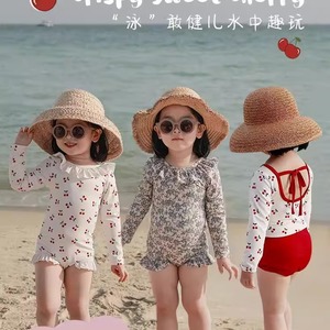 女宝泳衣女童夏季新款可爱露背连体泳装儿童洋气海边度假游泳套装