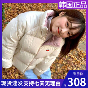 韩国KIRSH冬季双面穿樱桃羽绒服女面包棉服连帽短款小个子棉衣潮