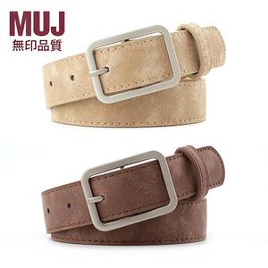 MUJ无印韩风新款简约百搭正方形扣头流行皮带时尚腰带复古学生带