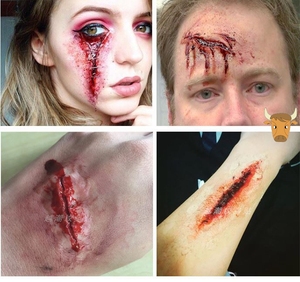 男生手腕刀疤伤疤假伤口纹身贴防水持久恐怖妆容万圣节脸部彩妆女
