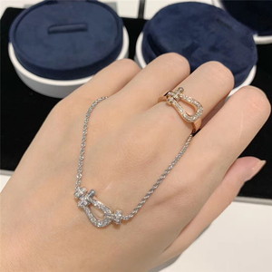 fred/弗雷德项链 force mini马蹄扣镶钻18k玫瑰金吊坠锁骨链