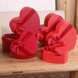 新年红色心形礼盒年货伴手礼桃心礼品包装盒创意礼物盒三件套现货