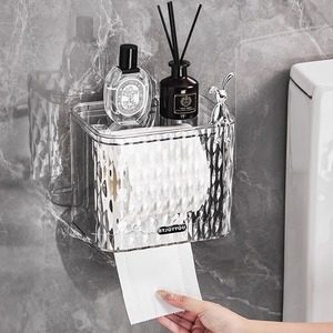 吸盘纸巾盒卫生间免打孔卷纸置物架卫生纸收纳盒厕所壁挂式抽纸盒