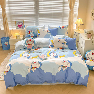 卡通哆啦A梦纯棉全棉被套床上四件套叮当猫男孩儿童学生床三件套4